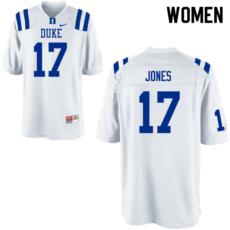 Women #17 Daniel Jones Duke Blue Devils College Football Jerseys Sale-White - Click Image to Close